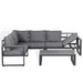 Dune Left-Hand Corner Sofa Set – Charcoal Powder-Coated Aluminium Frame with Grey Cushions | 6-Seater - Abode Avenue