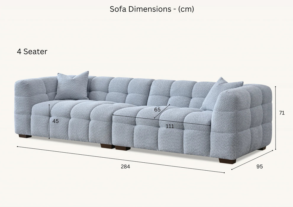 Aluxo Astoria 3 Seater Sofa in Oatmeal OR Pearl Boucle Fabric - Abode Avenue