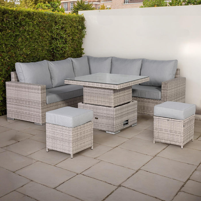 Aurora Range High Back Corner Rattan Sofa Set with Adjustable Table - Abode Avenue