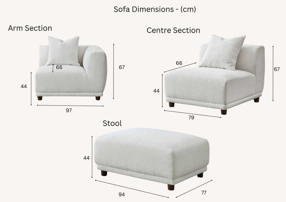 Aluxo Lottie 5pc Modular Corner Group in Polar Boucle - Abode Avenue
