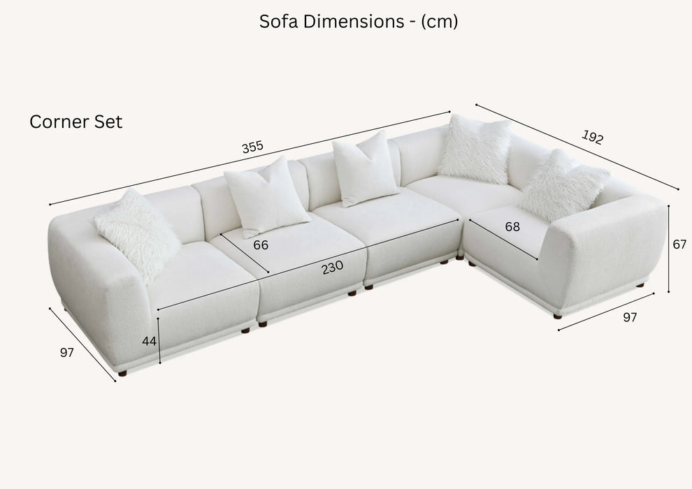 Aluxo Lottie 5pc Modular Corner Group in Polar Boucle - Abode Avenue