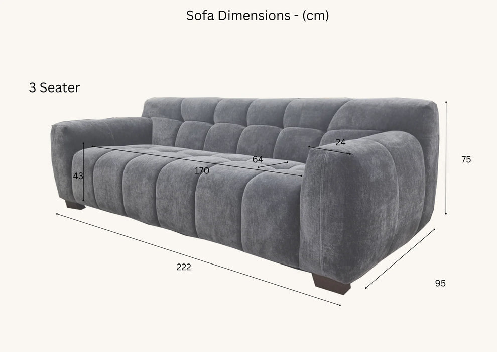 Aluxo Harlem Sofa Range in Steel Velvet OR Chocolate Velvet - Abode Avenue