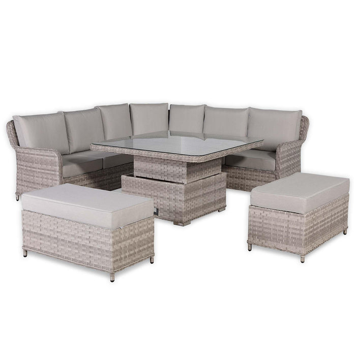 Havana Range Round Corner Outdoor Sofa Set with Rising Table – Modular Rattan Garden Furniture