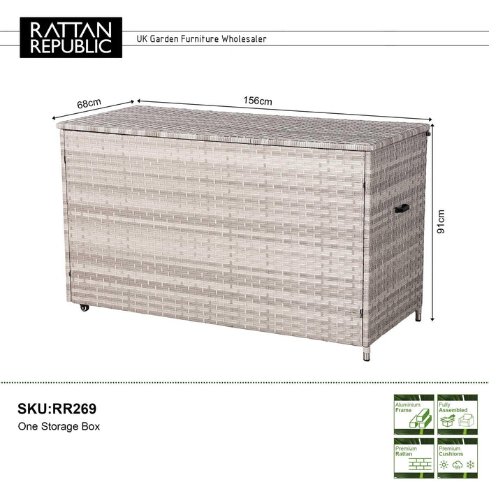 Havana Aluminium Large Outdoor Storage Box – Weather-Resistant Rattan Garden Cabinet