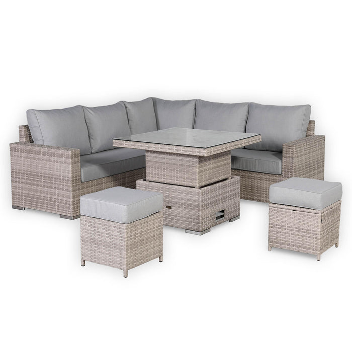 Aurora Range High Back Corner Rattan Sofa Set with Adjustable Table - Abode Avenue