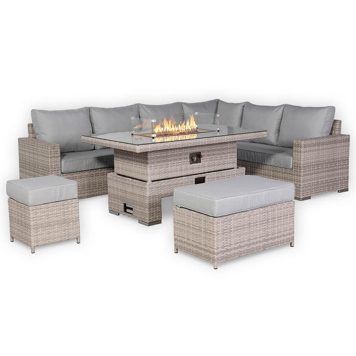 Aurora Range High Back Right Hand Corner Sofa Set with Fire Pit AdjustableTable - Abode Avenue