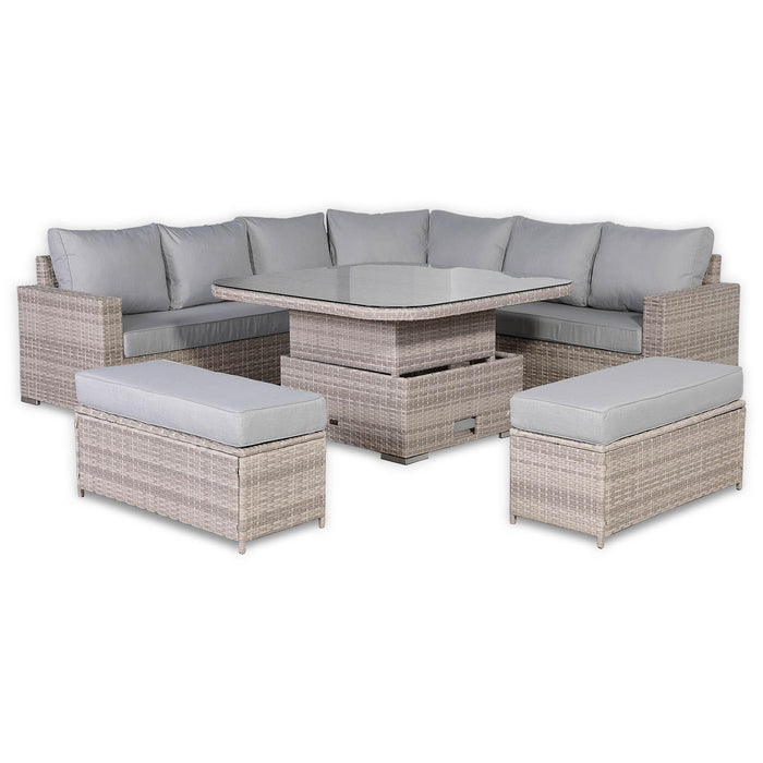 Aurora Range Large Round Corner Sofa Set with AdjustableTable - Abode Avenue