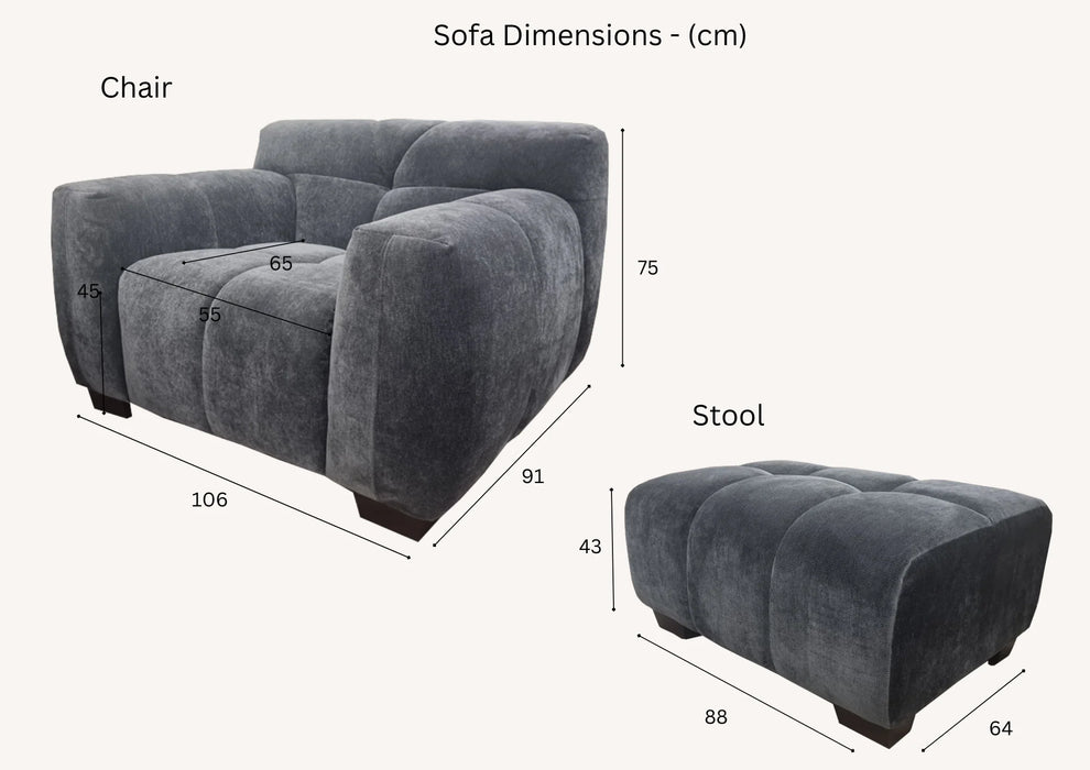Aluxo Harlem Sofa Range in Steel Velvet OR Chocolate Velvet - Abode Avenue