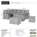 Sloane Range Left Hand Corner Sofa Set with Rising Table in Beige Grey OR Dark Grey OR Light Grey Weave - Abode Avenue