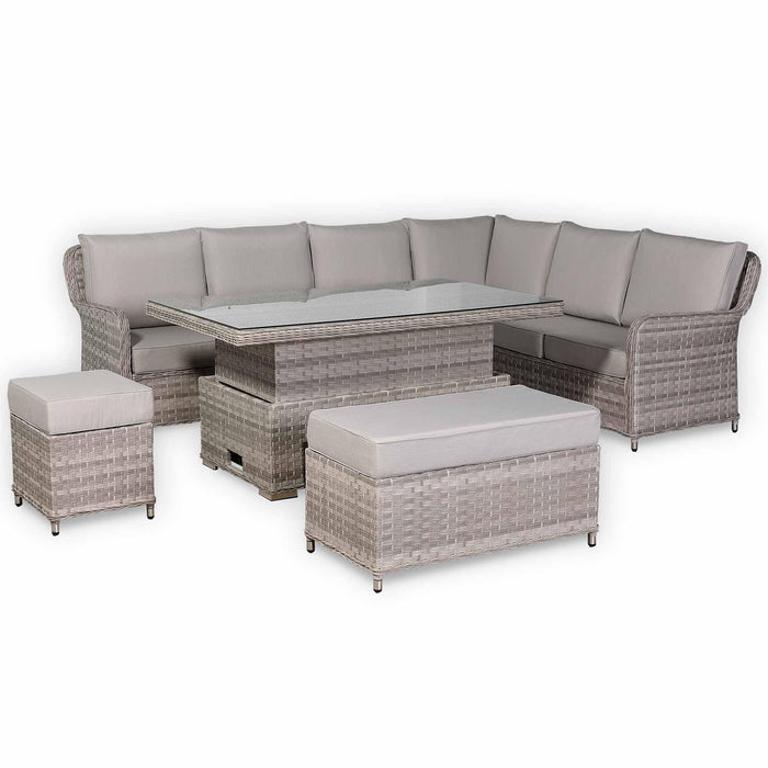 Havana Range High Back Right Hand Corner Outdoor Sofa Set with Rising Table – Modular Rattan Garden Furniture