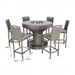 Cambridge Aluminium Frame Round Bar Set – Stone Browne Grey PE Rattan, 6-Seater with Ice Bucket & Parasol Hole - Abode Avenue