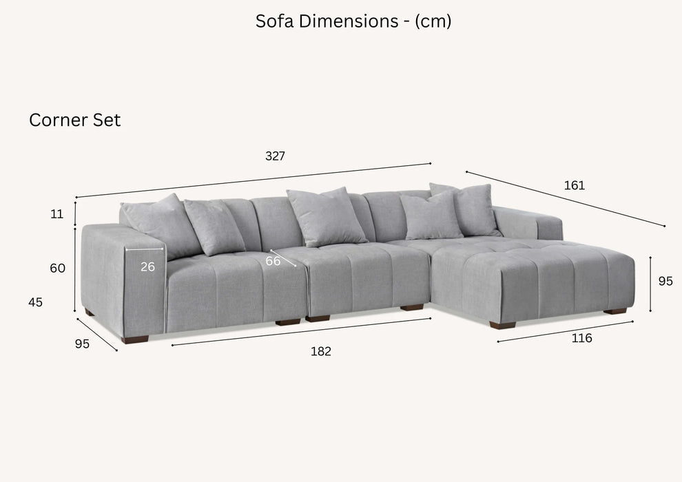 Aluxo Leonard Corner Group in Cloudy Grey Boucle - Abode Avenue