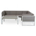 Roma Right Hand Corner Sofa Set – White Powder-Coated Aluminium Frame with Grey Cushions - Abode Avenue