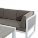 Roma Right Hand Corner Sofa Set – White Powder-Coated Aluminium Frame with Grey Cushions - Abode Avenue