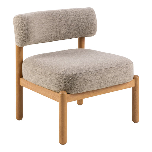 Burley Lounge Chair in Beige Fabric and Oak - Abode Avenue