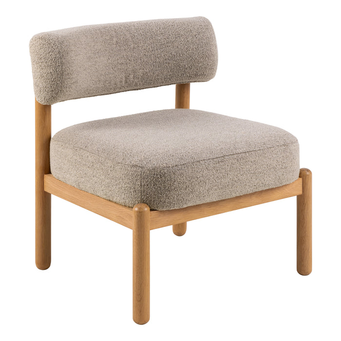 Burley Lounge Chair in Beige Fabric and Oak - Abode Avenue