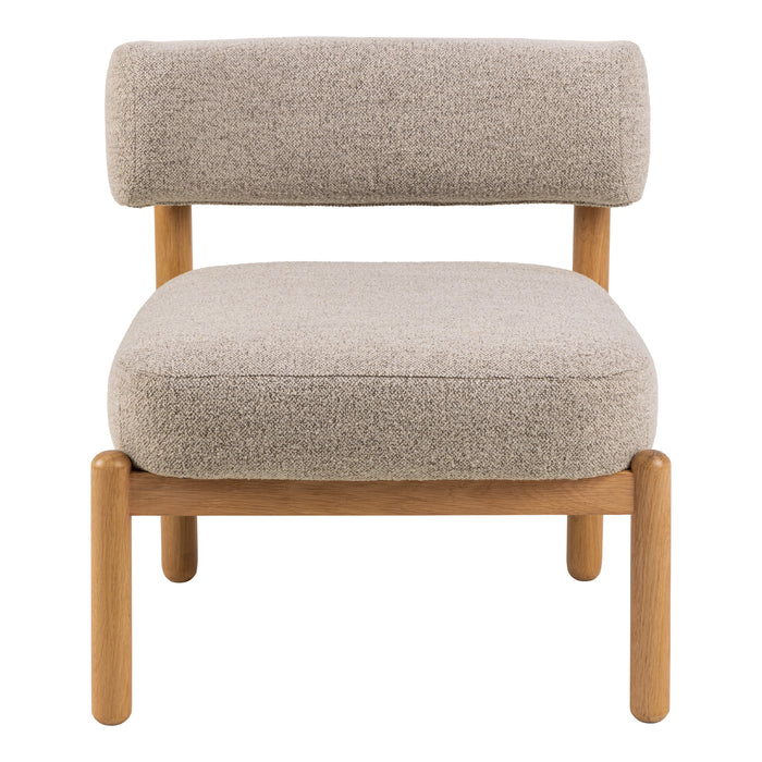 Burley Lounge Chair in Beige Fabric and Oak - Abode Avenue