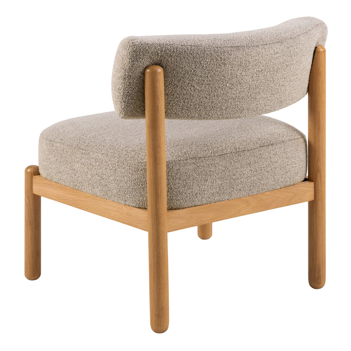 Burley Lounge Chair in Beige Fabric and Oak - Abode Avenue