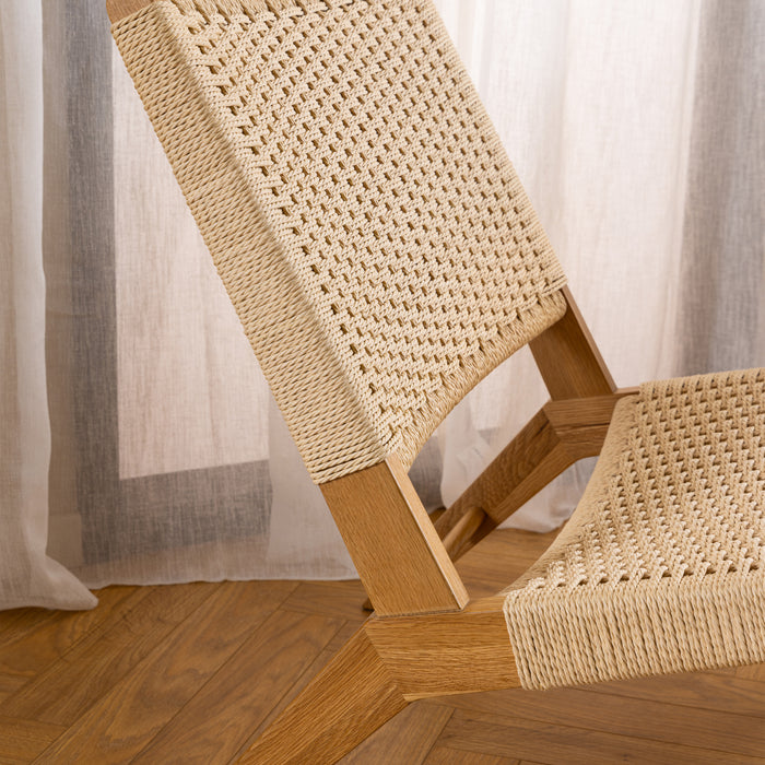 Carson Lounge Chair in Off White and Oak - Abode Avenue