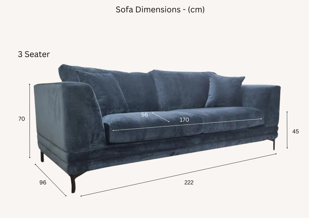 Aluxo Lenox Sofa Range in Steel OR Rust OR Aegean Blue Velvet - Abode Avenue