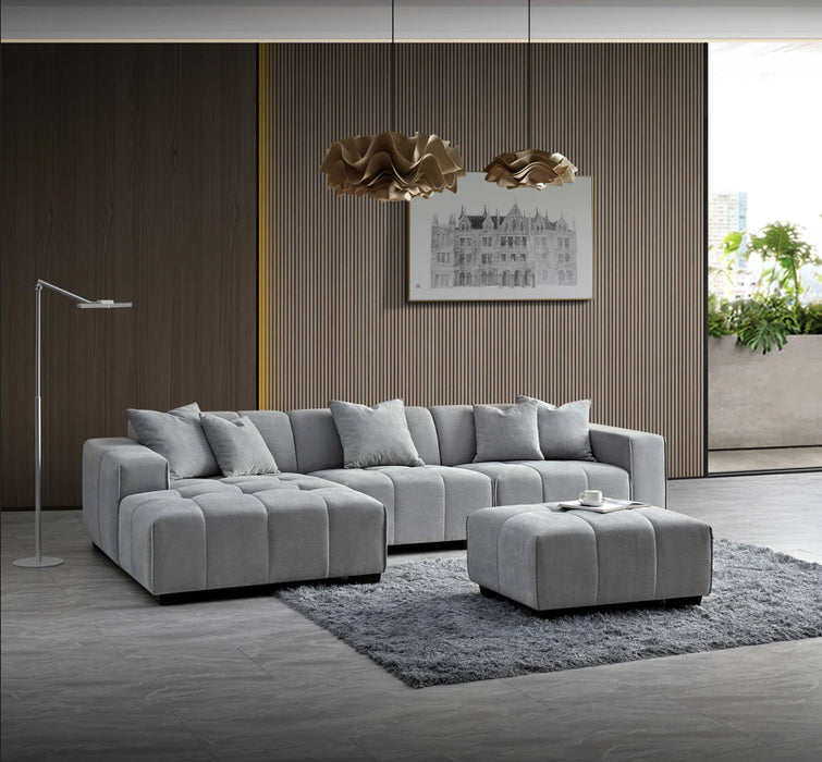 Aluxo Leonard Corner Group in Cloudy Grey Boucle - Abode Avenue