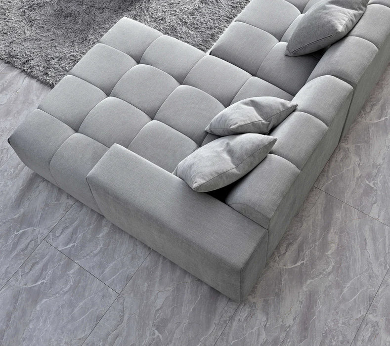 Aluxo Leonard Corner Group in Cloudy Grey Boucle - Abode Avenue