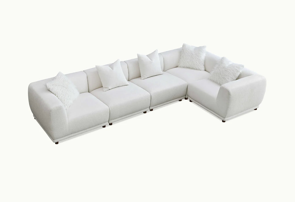 Aluxo Lottie 5pc Modular Corner Group in Polar Boucle - Abode Avenue
