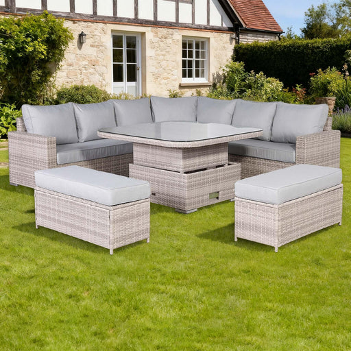 Aurora Range Large Round Corner Sofa Set with AdjustableTable - Abode Avenue