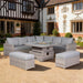 Aurora Range Large Round Corner Sofa Set with Fire Pit Adjustable Table - Abode Avenue