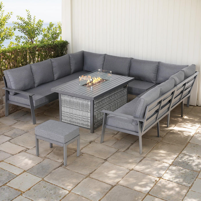 Titan Range U-Shape Corner Sofa Set with Fire Pit Table - Abode Avenue