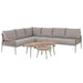 Berne Range Champagne Aluminium Corner Sofa Set with Wood-Top Coffee Tables - Abode Avenue