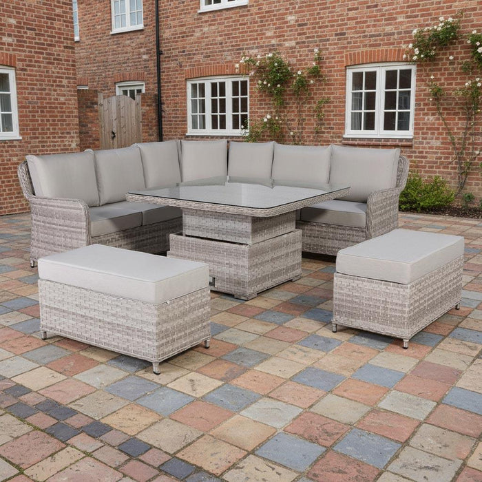 Havana Range Round Corner Outdoor Sofa Set with Rising Table – Modular Rattan Garden Furniture