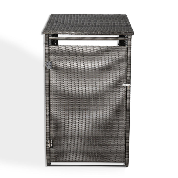 Grey Rattan Wheelie Bin Store – Lockable Garden Bin Shed | Weatherproof Rattan Bin Store