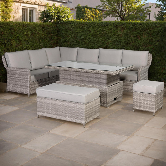 Havana High Back Left Hand Corner Sofa Set with Rising Table | Pre-Order Summer 2026 Garden Furniture