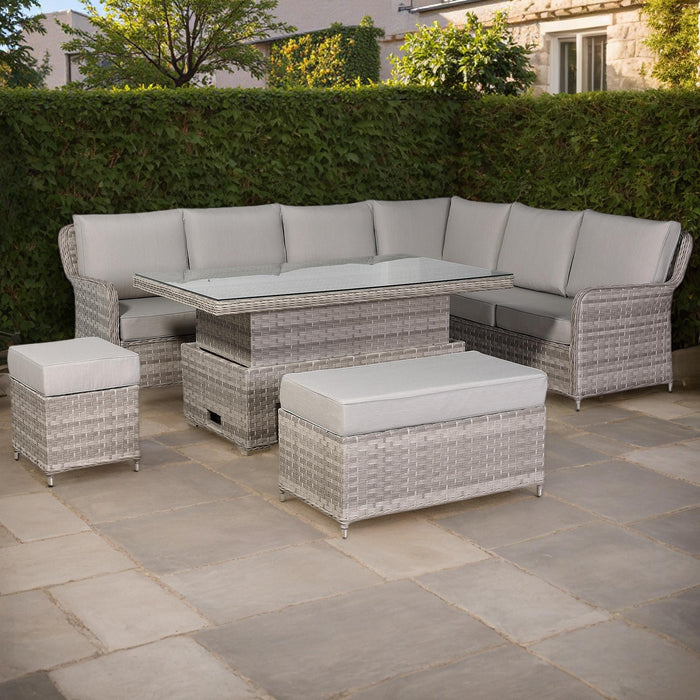 Havana Range High Back Right Hand Corner Outdoor Sofa Set with Rising Table – Modular Rattan Garden Furniture