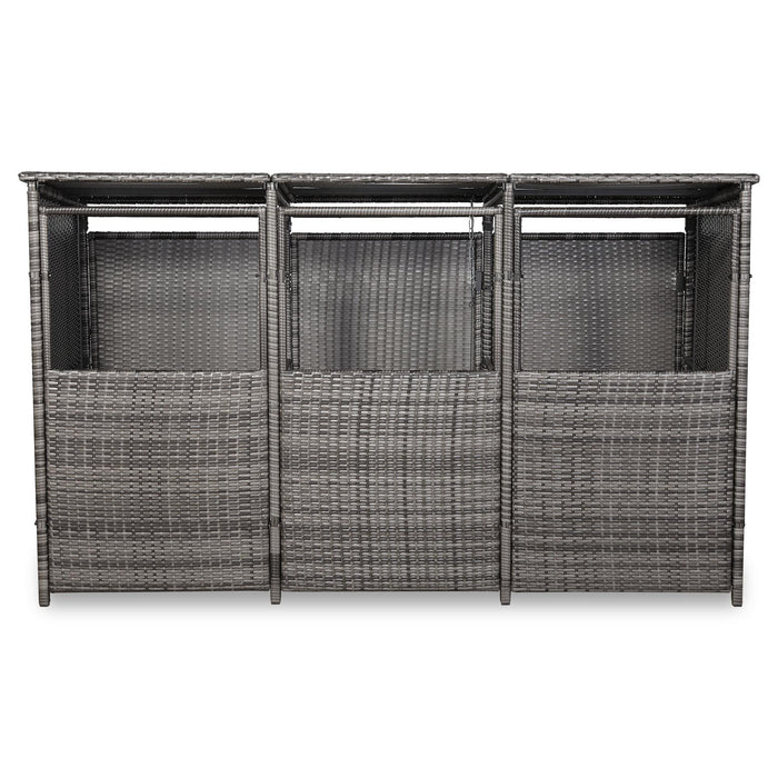 Grey Rattan Wheelie Bins Store – Lockable Garden Bin Shed | Weatherproof Rattan Bin Store (Copy) - Abode Avenue
