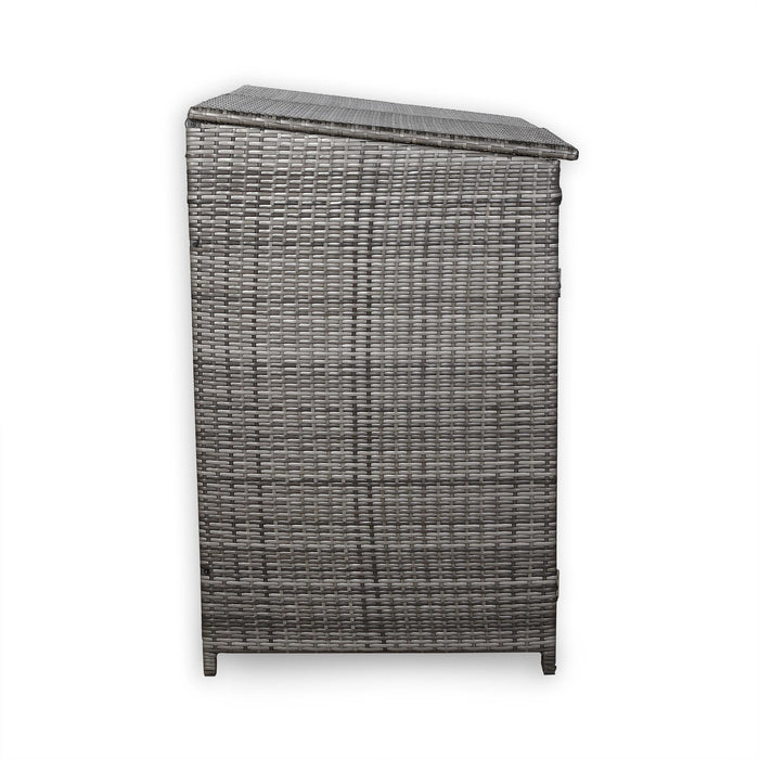 Grey Rattan Wheelie Bins Store – Lockable Garden Bin Shed | Weatherproof Rattan Bin Store