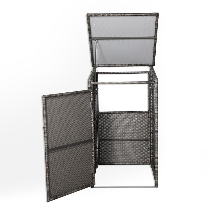 Grey Rattan Wheelie Bin Store – Lockable Garden Bin Shed | Weatherproof Rattan Bin Store