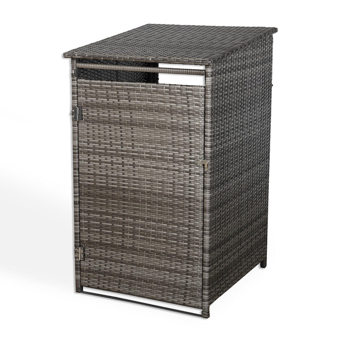 Grey Rattan Wheelie Bin Store – Lockable Garden Bin Shed | Weatherproof Rattan Bin Store