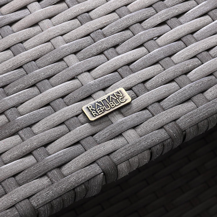 Sloane Range Left Hand Corner Sofa Set with Rising Table in Beige Grey OR Dark Grey OR Light Grey OR Rustic Grey Rattan Weave - Abode Avenue