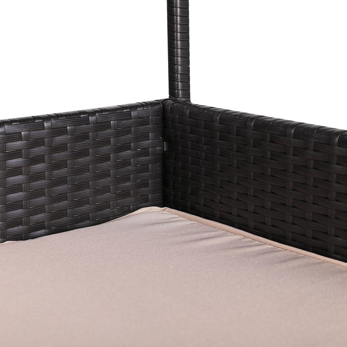 Bax Mice Brown Rattan Raised Dog House — Removable Roof & Waterproof Cushion (S/M/L) | Indoor & Outdoor Pet Bed - Abode Avenue