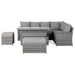 Sloane Range Right Hand Corner Sofa Set with Adjustable Rising Table in Beige Grey OR Dark Grey OR Light GreyWeave - Abode Avenue
