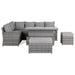 Sloane Range Left Hand Corner Sofa Set with Rising Table in Beige Grey OR Dark Grey OR Light Grey Weave - Abode Avenue