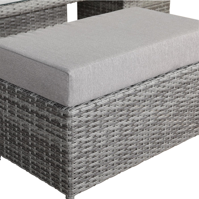 Sloane Range Left Hand Corner Sofa Set with Rising Table in Beige Grey OR Dark Grey OR Light Grey Weave - Abode Avenue