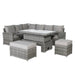 Sloane Range Left Hand Corner Sofa Set with Rising Table in Beige Grey OR Dark Grey OR Light Grey Weave - Abode Avenue