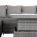 Sloane Range Left Hand Corner Sofa Set with Rising Table in Beige Grey OR Dark Grey OR Light Grey Weave - Abode Avenue
