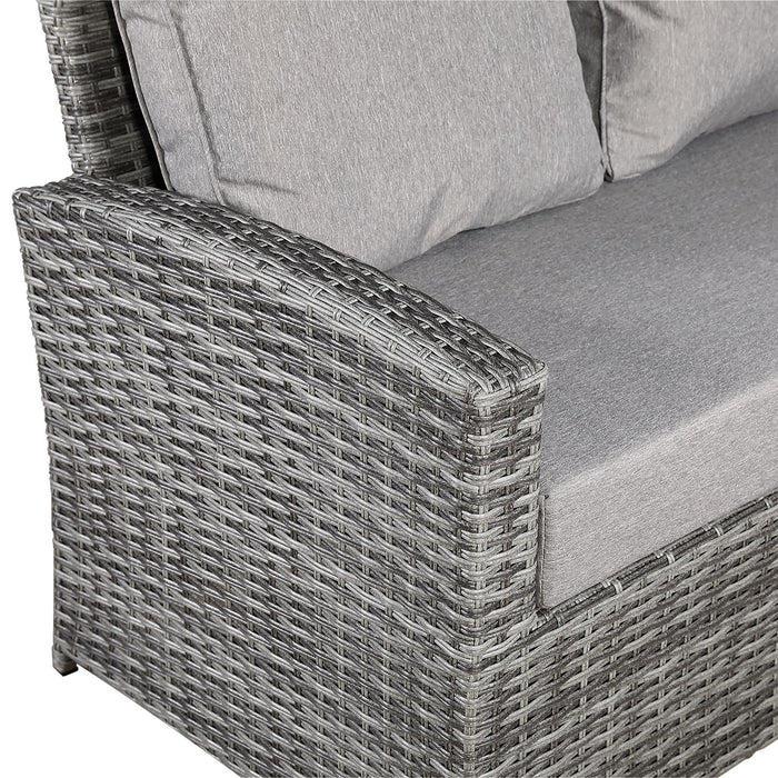 Sloane Range Left Hand Corner Sofa Set with Rising Table in Beige Grey OR Dark Grey OR Light Grey Weave - Abode Avenue