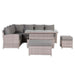 Sloane Range Left Hand Corner Sofa Set with Rising Table in Beige Grey OR Dark Grey OR Light Grey Weave - Abode Avenue