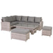 Sloane Range Left Hand Corner Sofa Set with Rising Table in Beige Grey OR Dark Grey OR Light Grey Weave - Abode Avenue