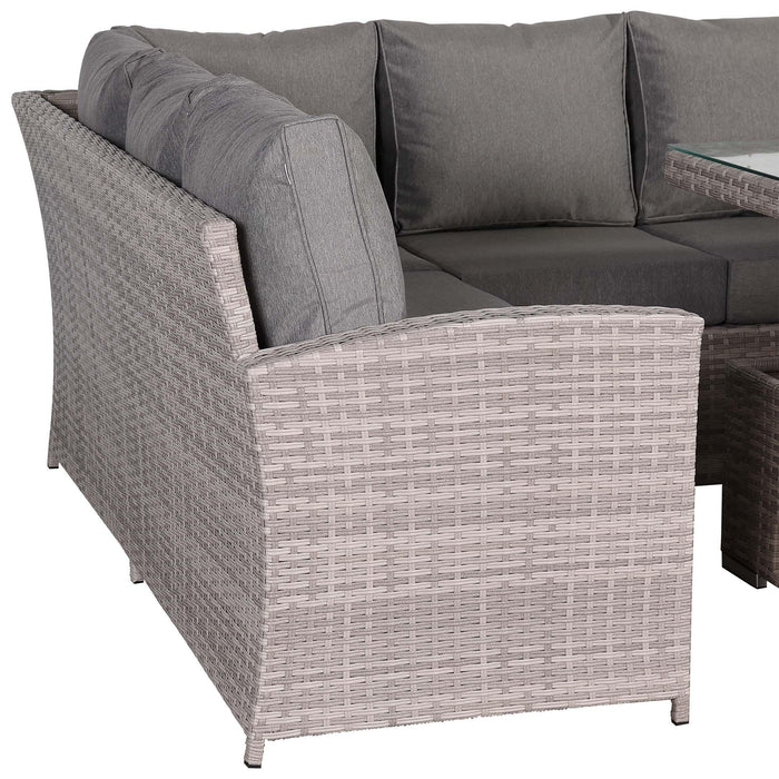 Sloane Range Right Hand Corner Sofa Set with Adjustable Rising Table in Beige Grey OR Dark Grey OR Light GreyWeave - Abode Avenue
